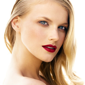 beautiful model with red lips