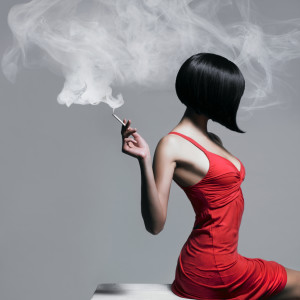 Elegant lady with cigarette