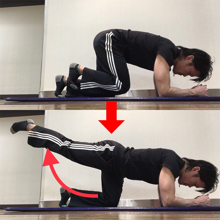 股関節を伸ばす動作を高める動的ストレッチ