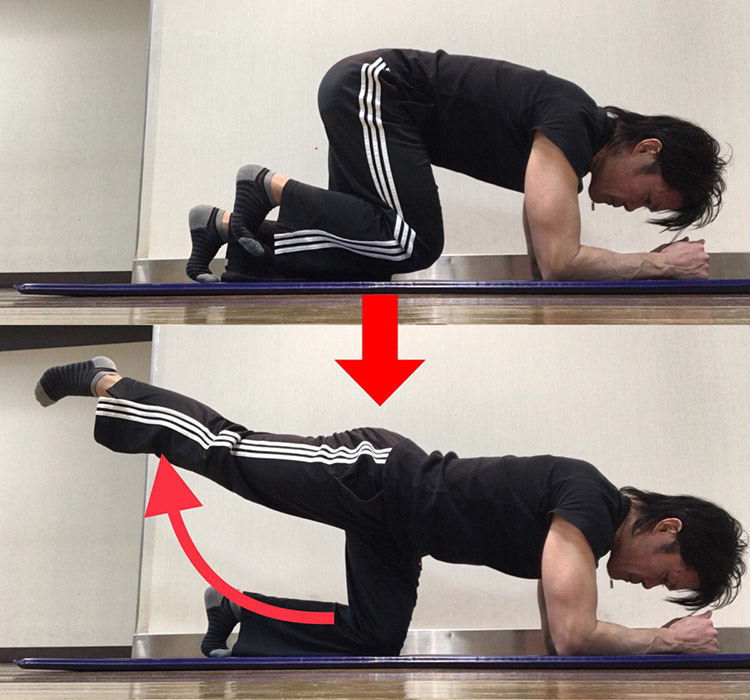 股関節伸展方向への動きを高める動的ストレッチ